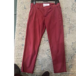 Frank & Eileen Wicklow Italian Twill Pants Brick 2 Raw Hem Womens Slim Trousers
